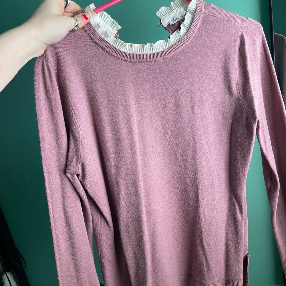light purple business casual long sleeved top.